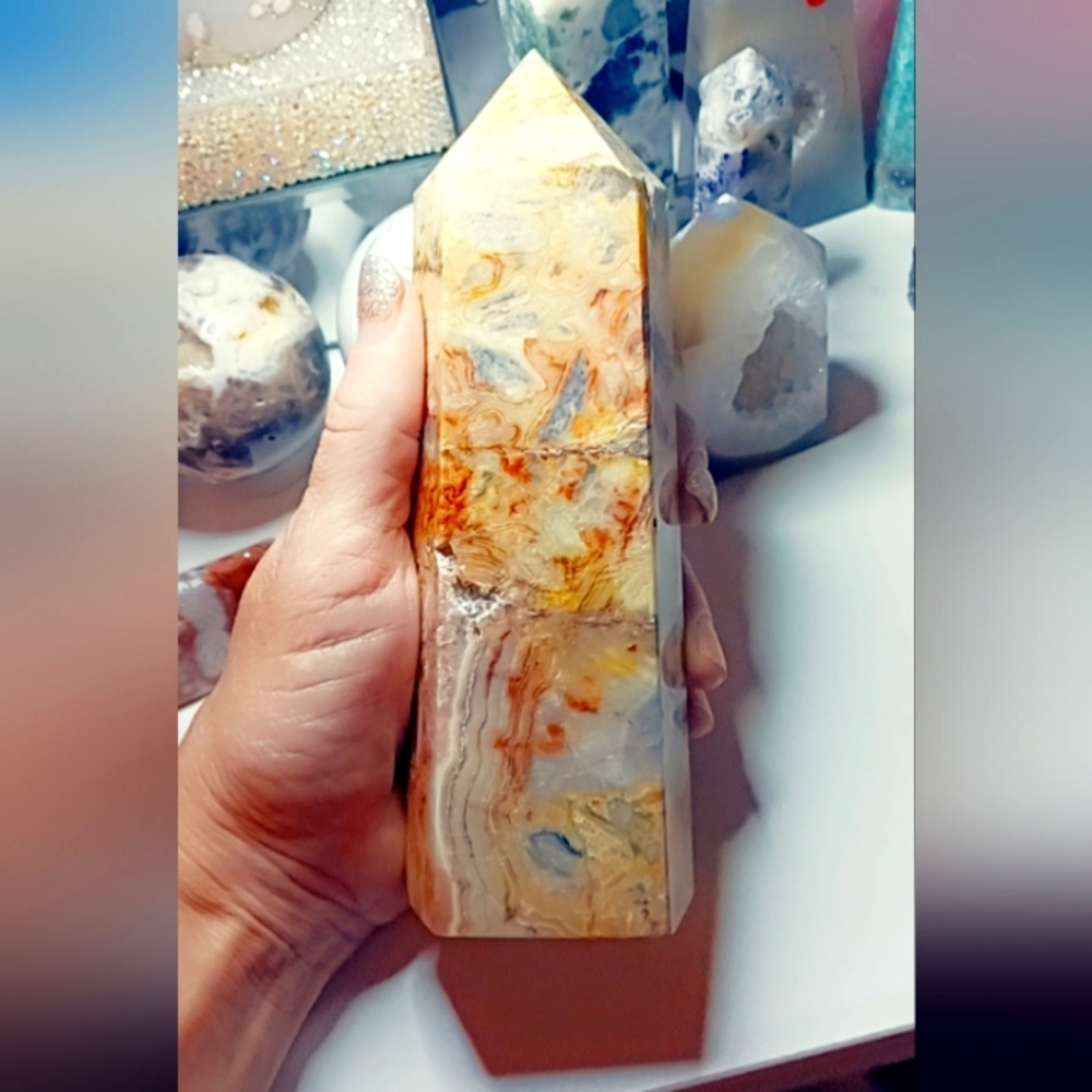 Big Crazy Lace Agate Chunky Crystal Tower
